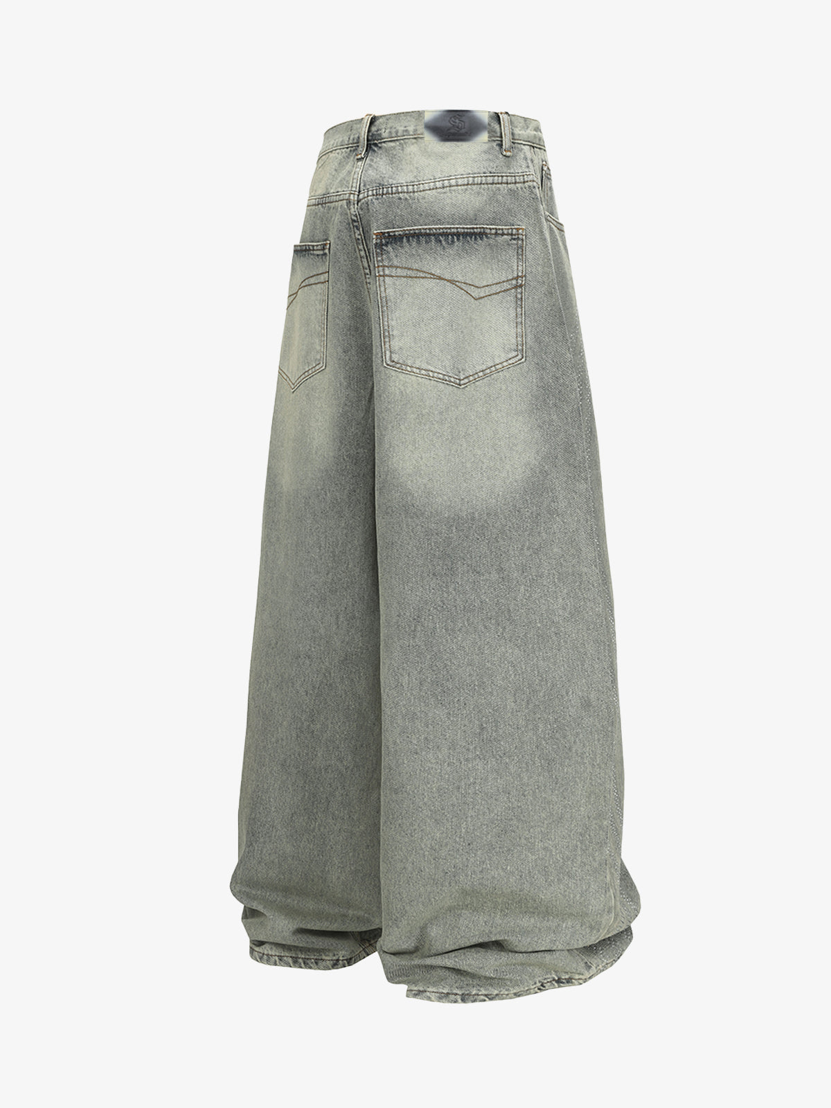Wide-Leg Denim Trousers with Stylish Embellishments
