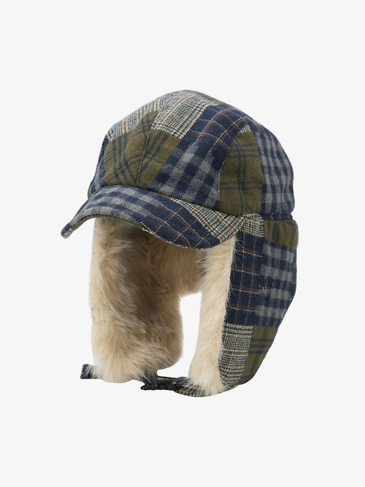 Winter Plaid Earflap Hat with Faux Fur Trim - Perfect for Cold Weather Protection