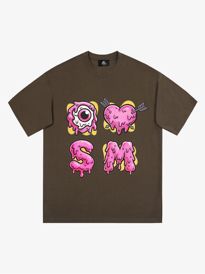 Thesupermade eyeball and love graffiti declaration T-shirt