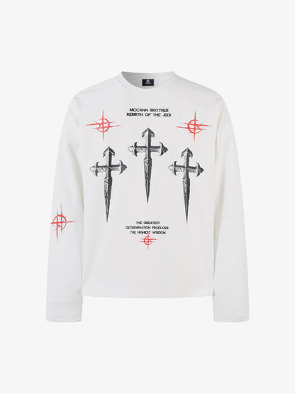 Thesupermade Letter Print Waffle Long-sleeved T-shirt