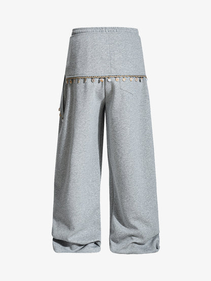 Stylish Wide-Leg Pants with Unique Waist Detailing for Women