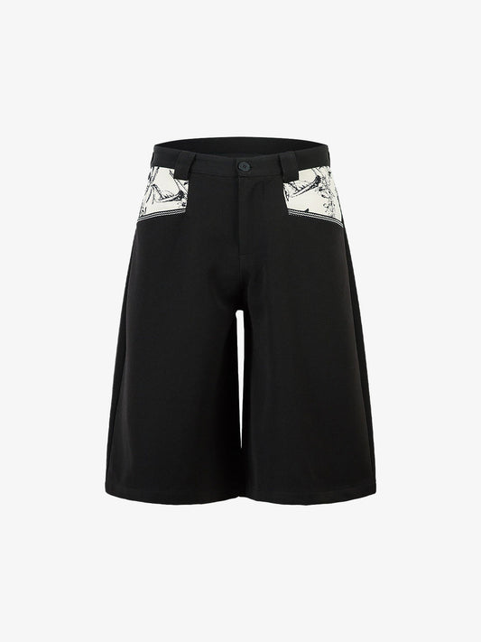 Retro Niche Patchwork Suit Shorts