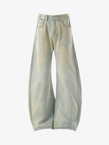 Wide-Leg Denim Trousers with Distressed Details for Everyday Style