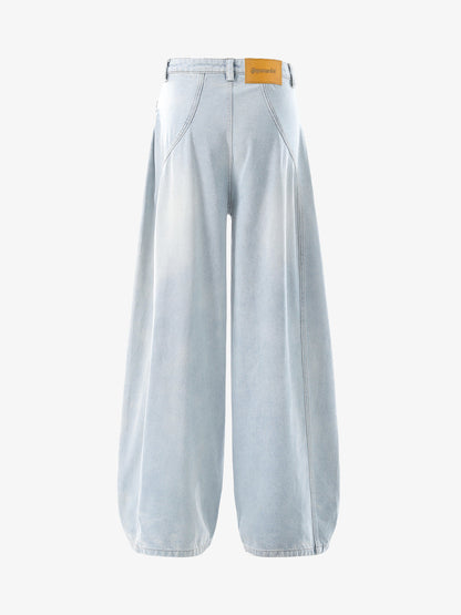 Wide-Leg Denim Trousers with Distressed Details for Everyday Style
