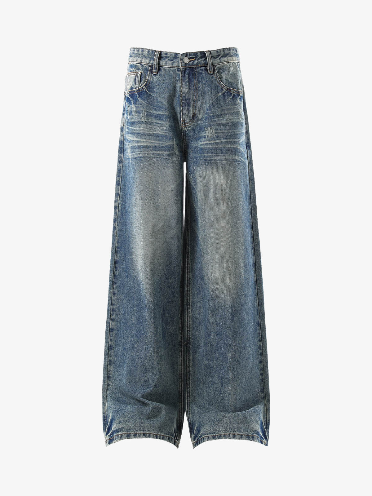 Street Washed Distressed Cat Whisker Jeans