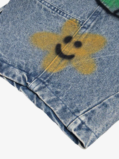 Hand-Painted Denim Jeans with Whimsical Designs for Women