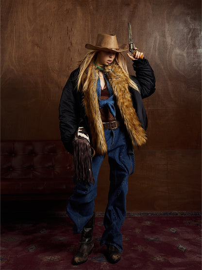 Winter-Ready Corduroy Jacket with Faux Fur Trim for Men