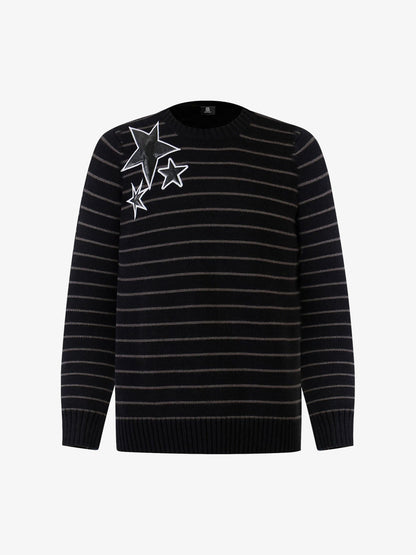 Striped Star-Embellished Sweater for Casual Elegance