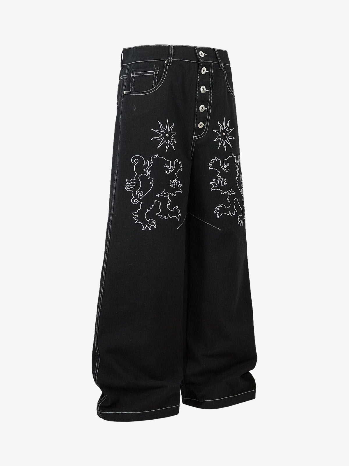 Thesupermade Heavy Contrast Thread Embroidered Multi-button Jeans