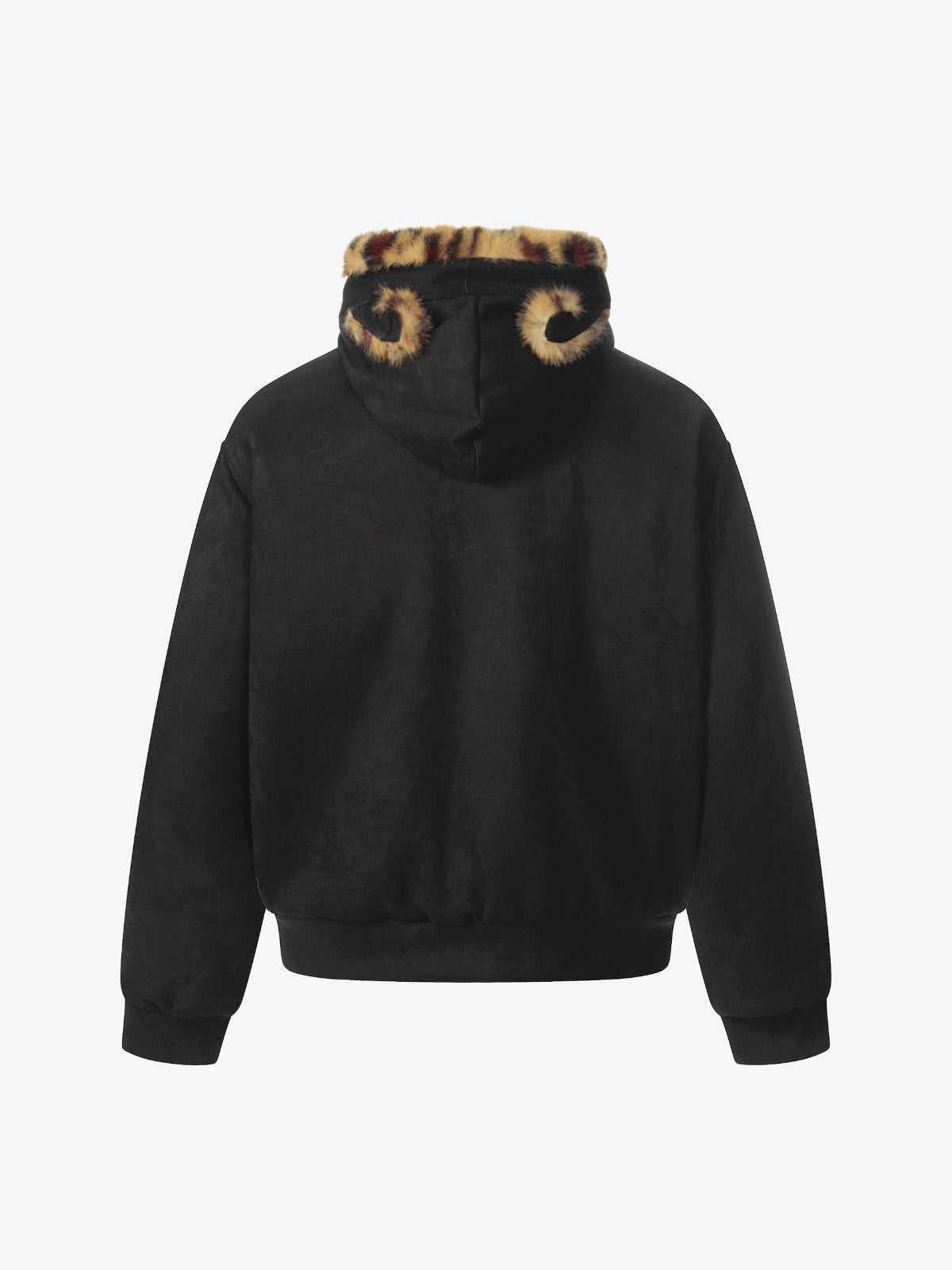 Leopard Print Hooded Jacket with Faux Fur Trim for Men - Trendy Winter Fashion