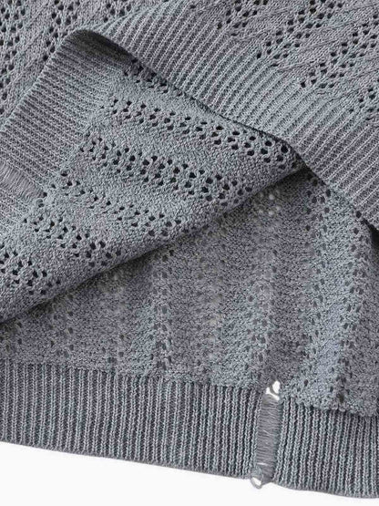 Stylish Knit Sweater with Floral Embroidery and Textured Design