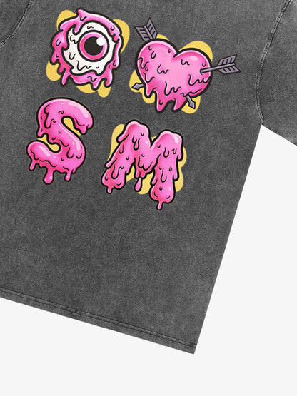 Thesupermade eyeball and love graffiti declaration T-shirt