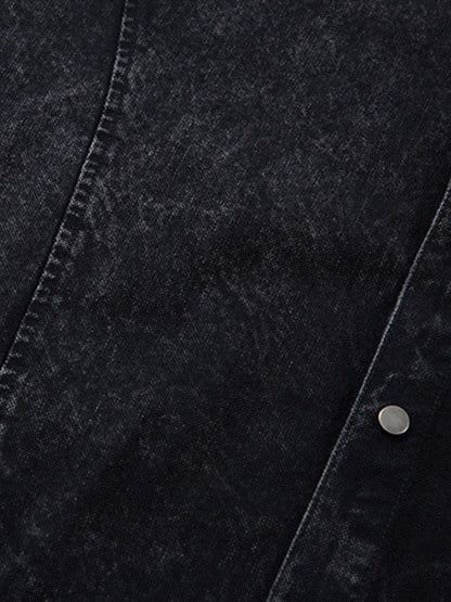 Rivet Deconstructed Split Stitching Denim Short-sleeved Shirt