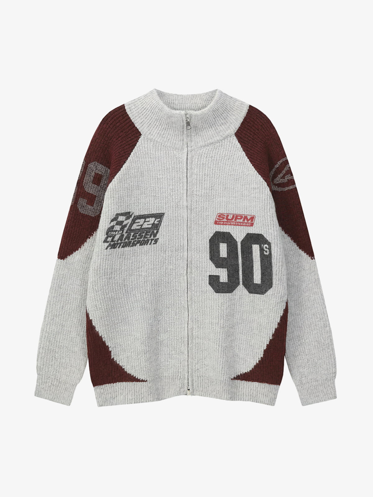 Stylish Contrast Panel Zip-Up Sweater for Casual and Sporty Looks