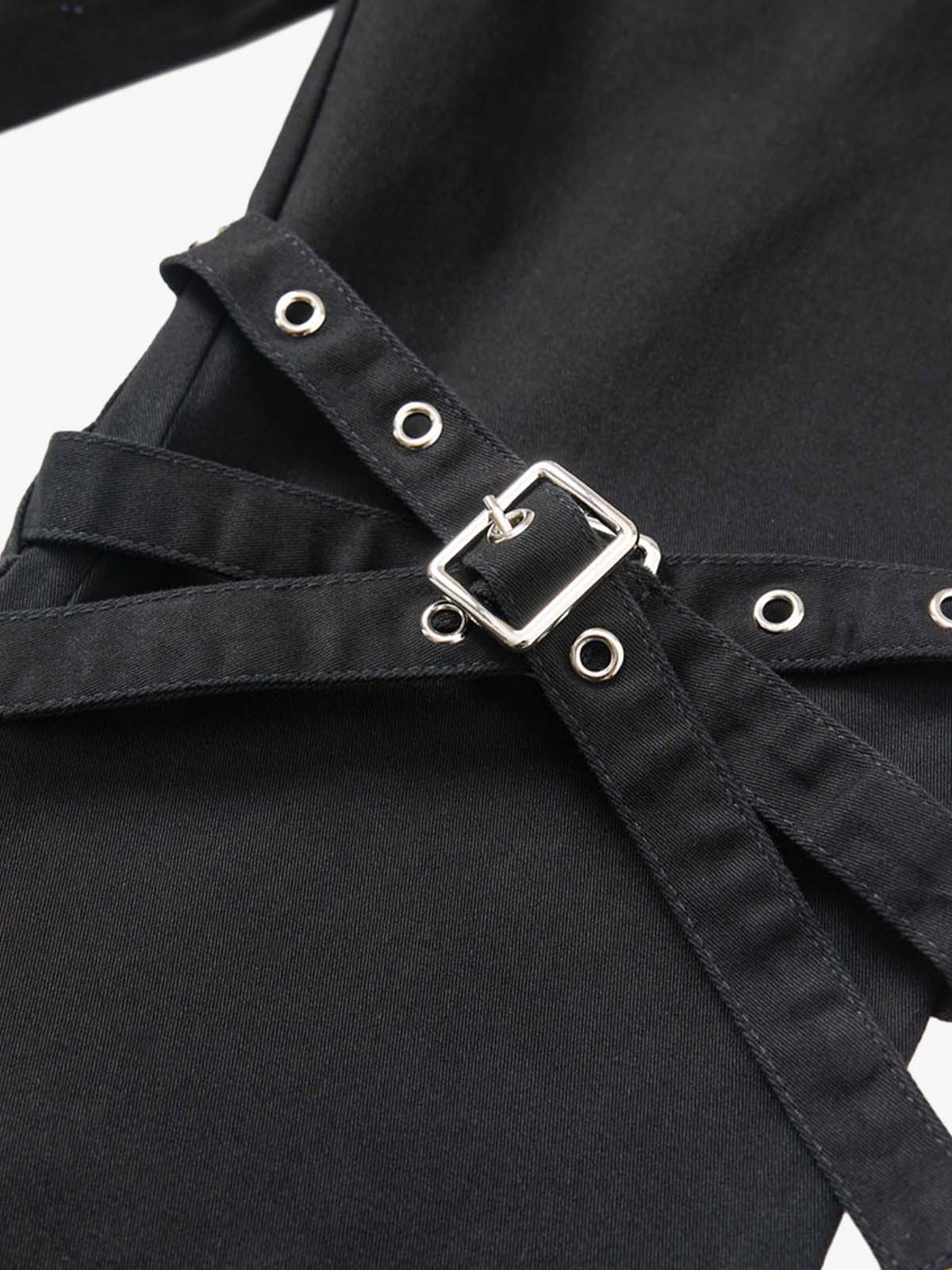 Technical Style Flared Cargo Casual Pants