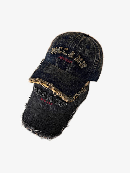 Stylish Denim Baseball Cap with Embroidered Letters for Casual Wear