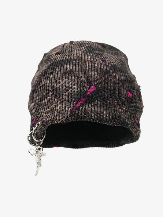 Fashionable Cross Charm Beanie Hat for Winter and Fall - Trendy Knit Cap with Unique Accessories