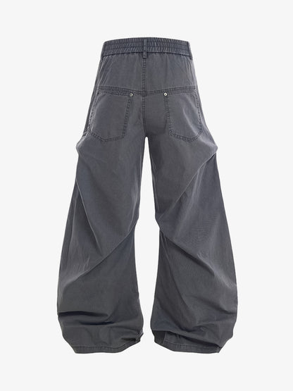 Vintage Distressed Pleated Barrel Pants