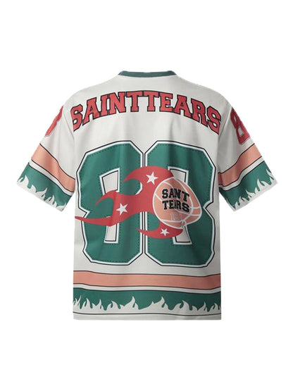 Retro Sport Motorcycle Flame Pattern T-Shirt