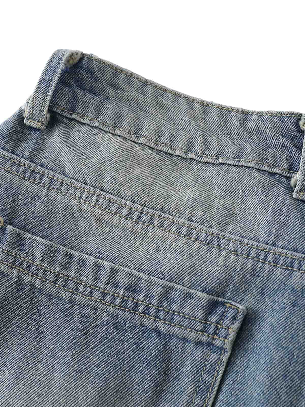 Thesupermade American Vintage Washed Patchwork Raw Edge Cropped Jeans