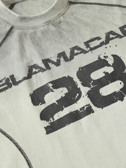 Distressed Digital Print Short-sleeved T-shirt