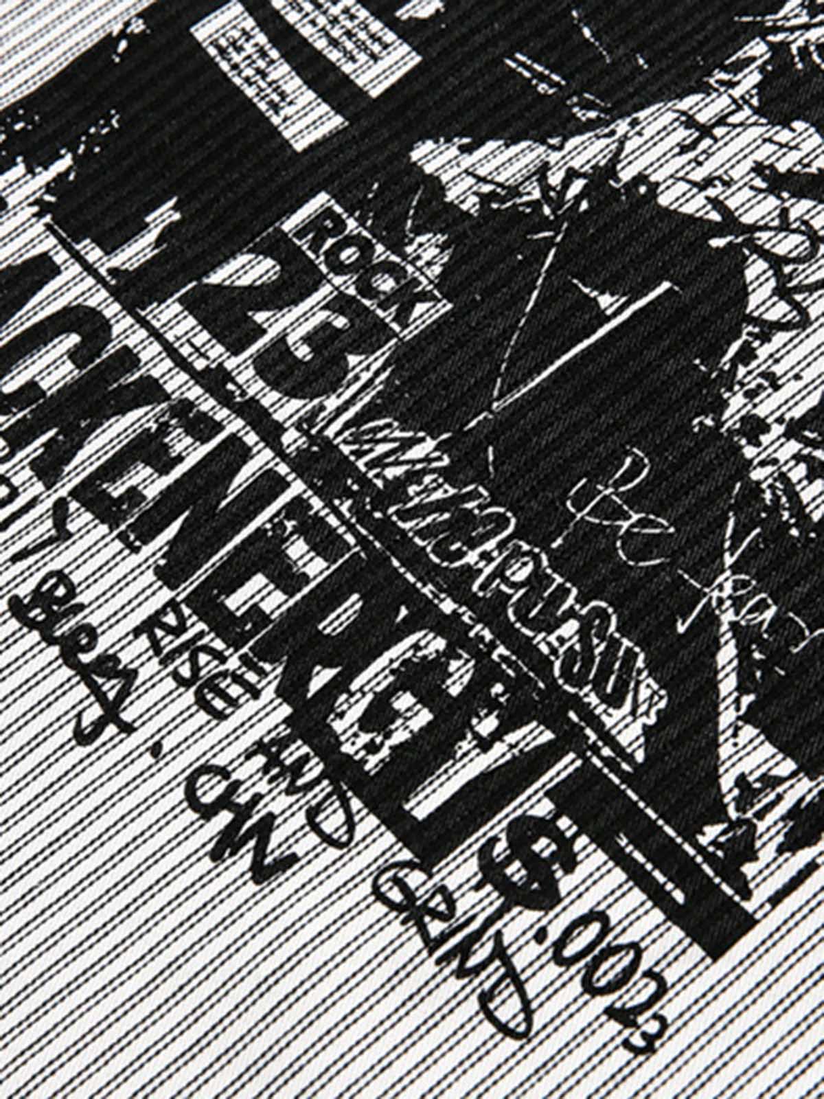 Striped Button-Up Shirt with Graphic Pocket Design