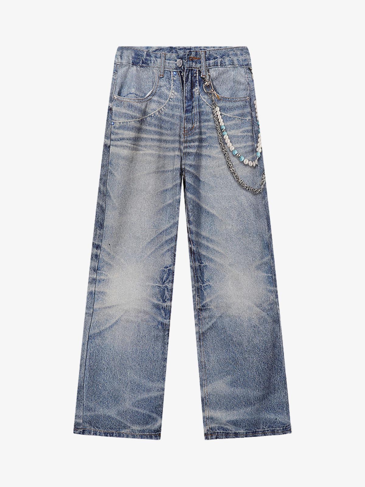 Street Chain Pendant Deconstructed Jeans