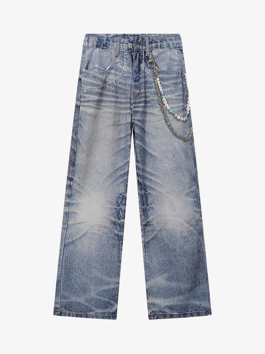 Street Chain Pendant Deconstructed Jeans