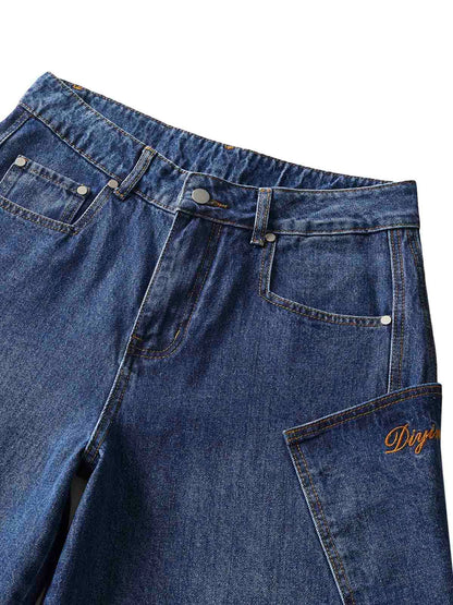 Embroidered Barrel Leg Jeans