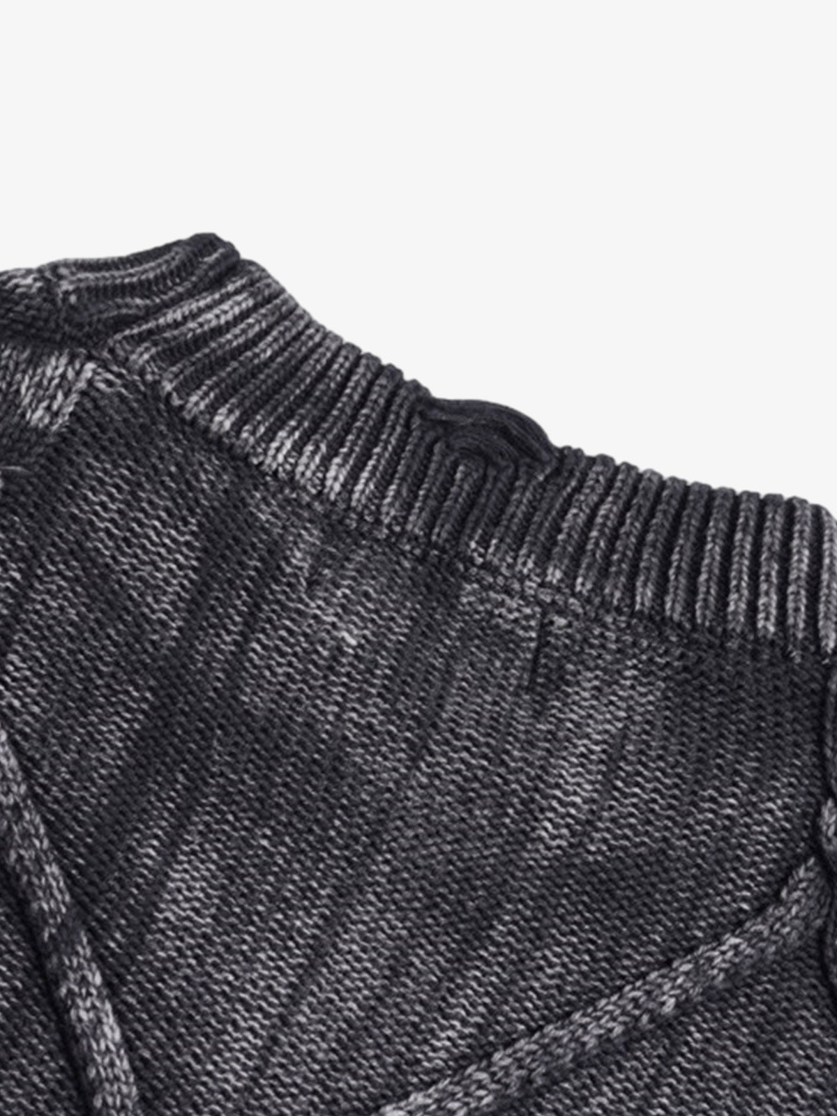 Paint Spray Hole Cable Crewneck Sweater