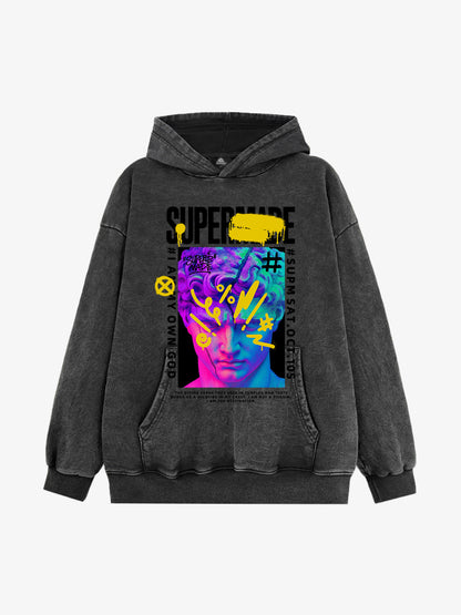 Thesupermade Cyberpunk Graffiti David Statue Hooded Sweatshirt