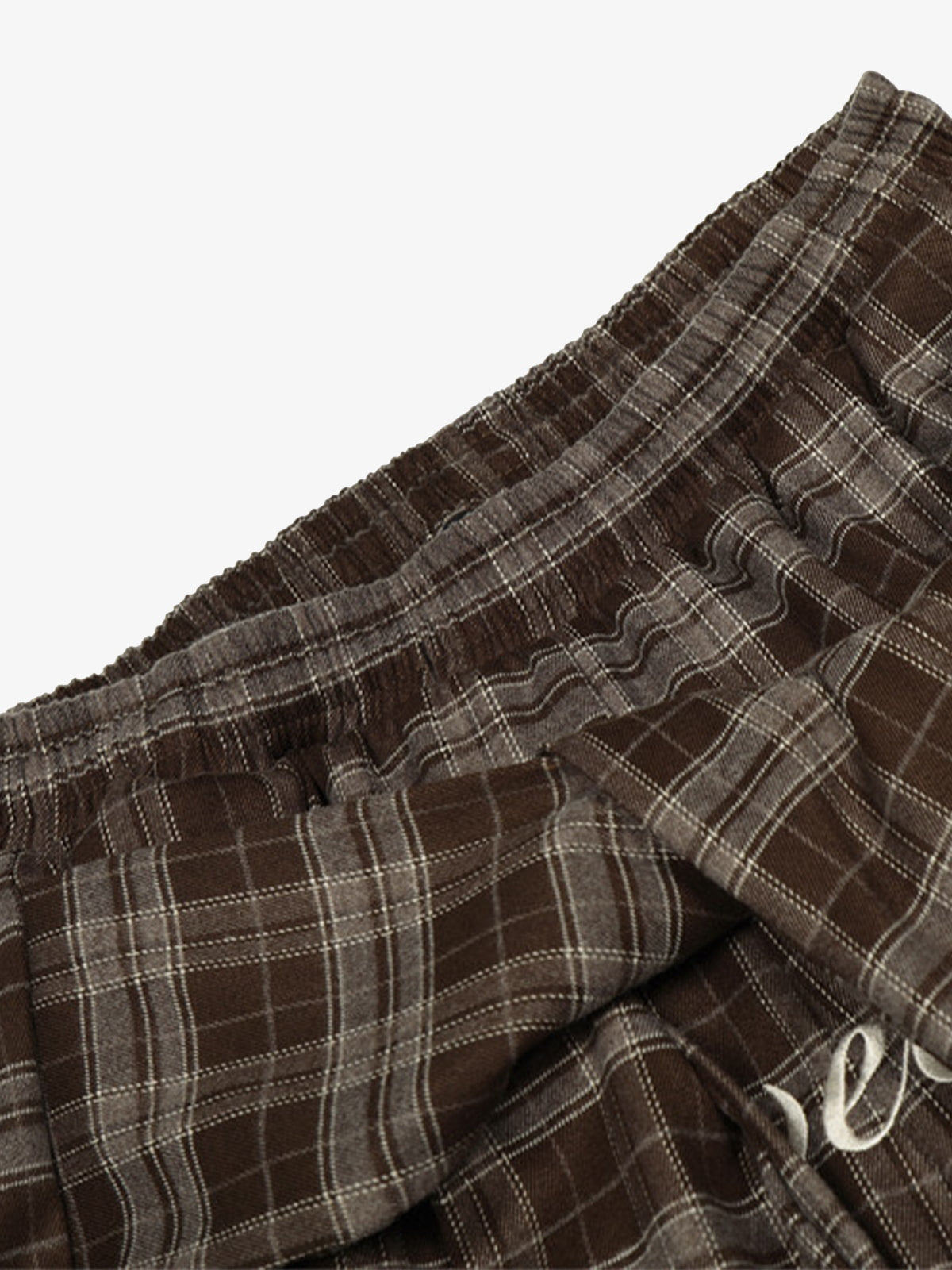 Plaid Wide-Leg Pants With Embroidered Logo for Casual Style