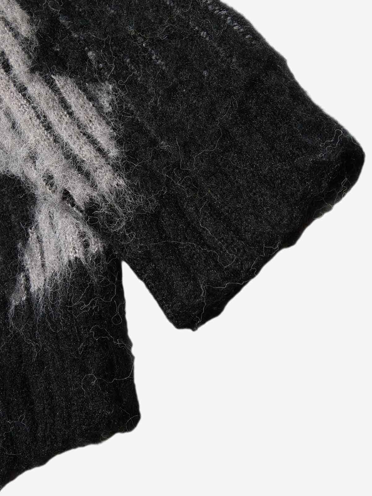 Knitted Fleece Cardigan Irregular Pattern Sweater