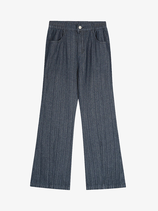 Stylish Wide-Leg Denim Trousers with Pleated Design for Modern Fashionistas