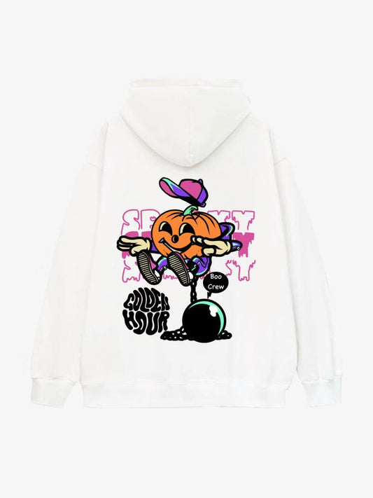 Spooky Halloween Pumpkin Design Cotton Hoodie