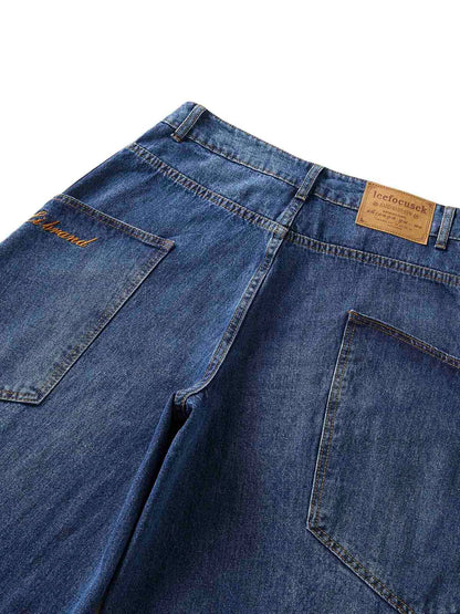 Embroidered Barrel Leg Jeans