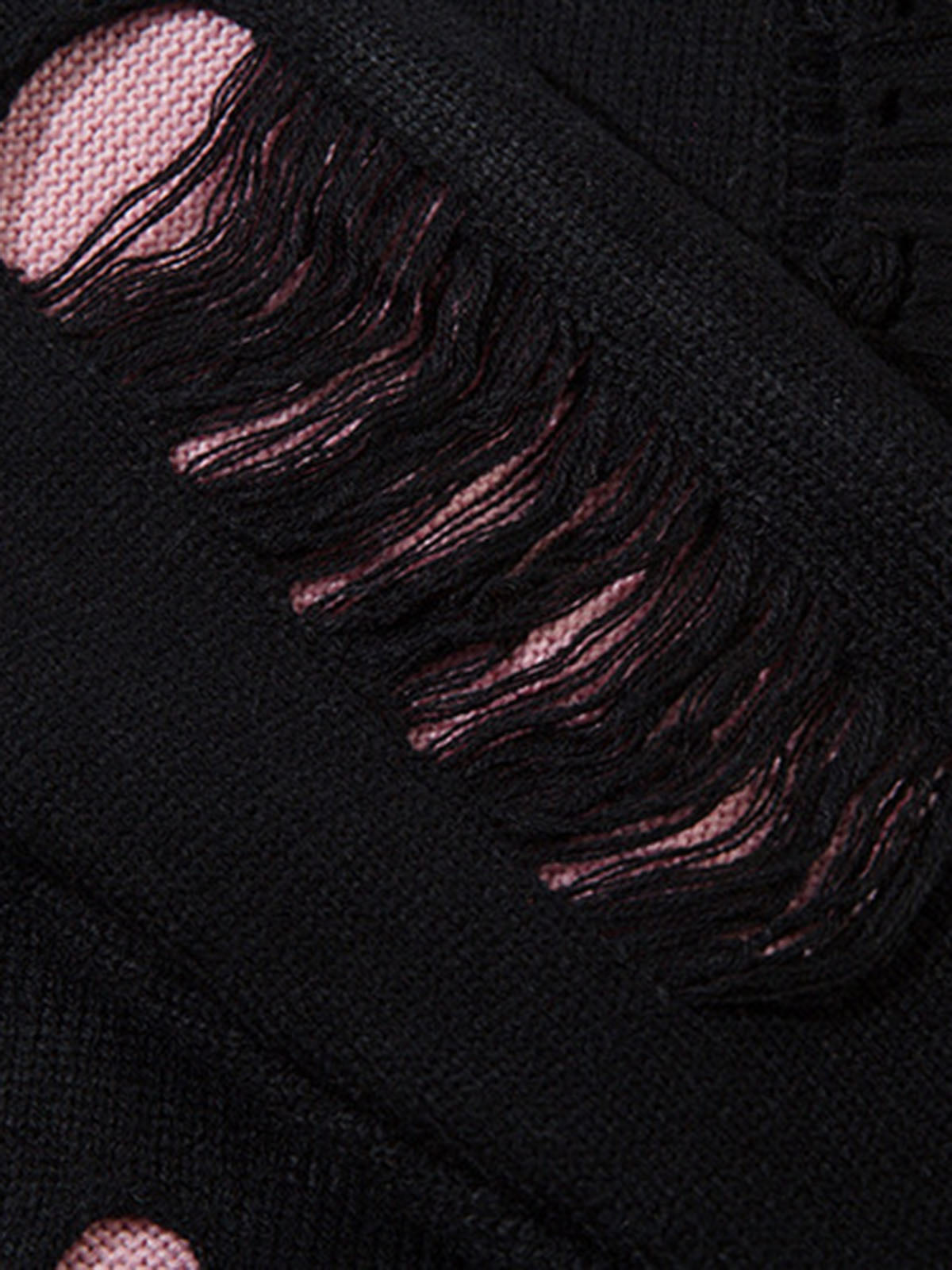 Irregular Neck Hole Hollow Knit Raw Edge Sweater