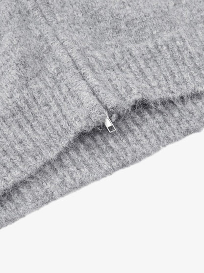 Stylish Star Pattern Zip-Up Knit Cardigan for Women