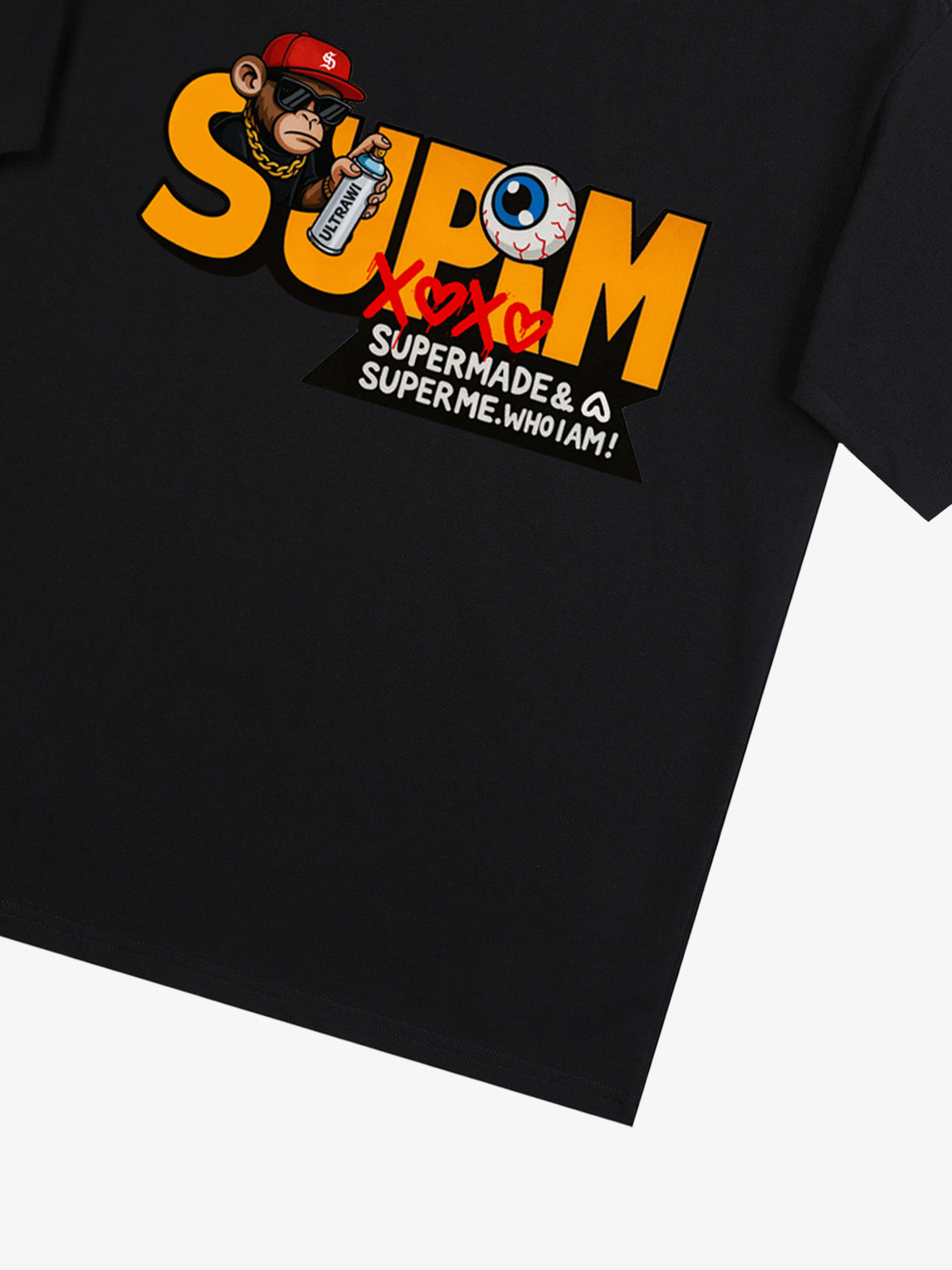 Supermade Trendy Hip-Hop Monkey Graffiti Font T-Shirt