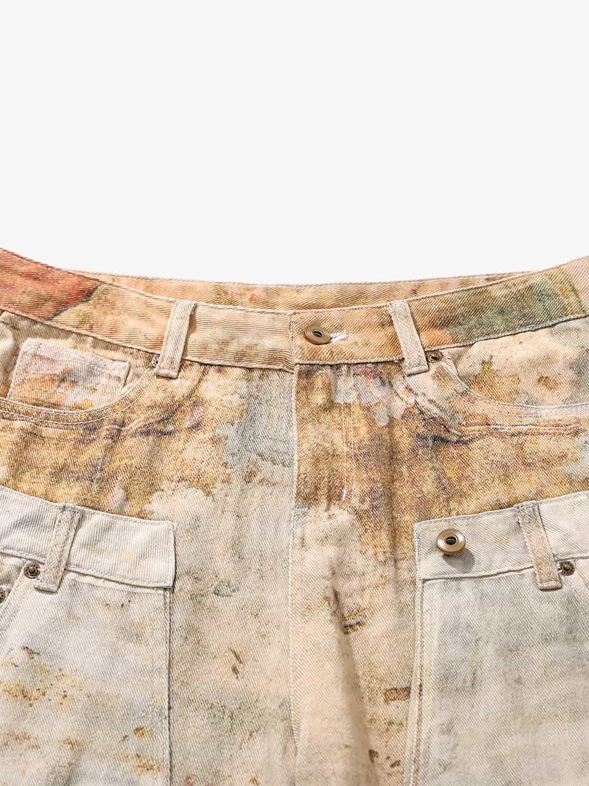 High-Waisted Wide-Leg Cargo Pants with Unique Pocket Design