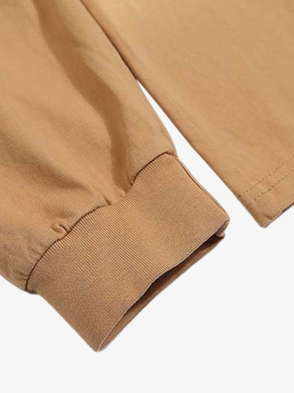 Letter Printed Washed Distressed Gradient Long Sleeve T-Shirt