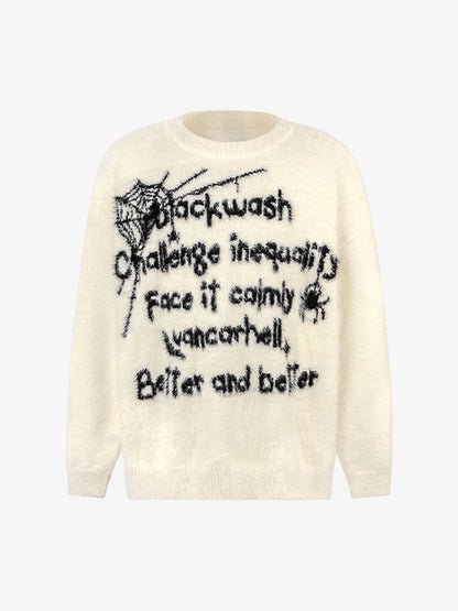 Retro Letter Jacquard Mink Sweater