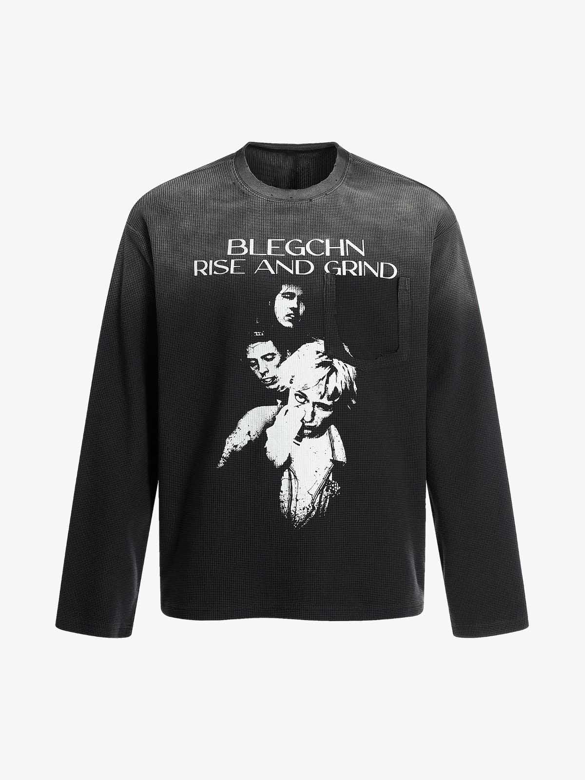 Portrait Pocket Ripped Long Sleeve T-Shirt