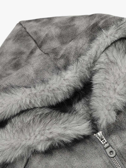 Stylish Tie-Dye Bomber Jacket with Faux Fur Hood for Winter and Fall