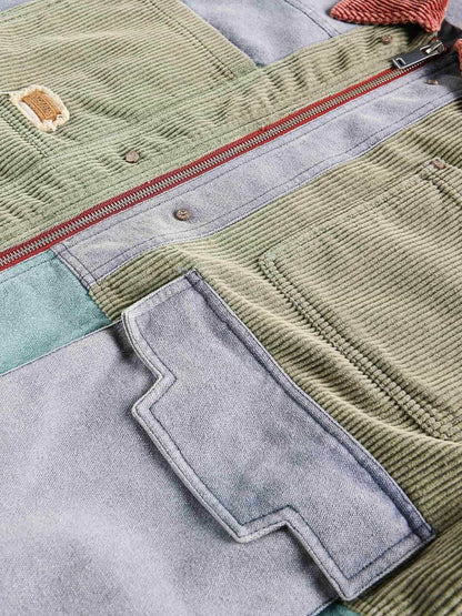 Color-Block Corduroy Denim Jacket for Men - Stylish and Versatile Outerwear