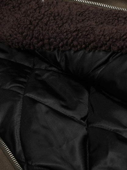 Stylish Brown Bomber Jacket with Faux Fur Collar - Perfect for Casual and Outdoor Wear