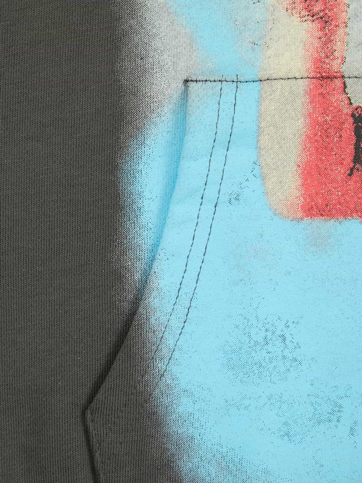 Vintage Blindfolded Angel Rhinestone Zip-Up Hoodie