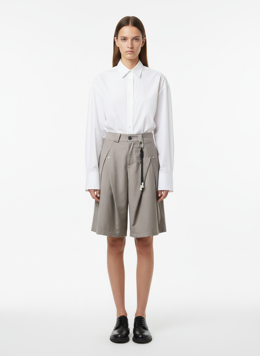 Vintage Deconstructed Pleated Shorts