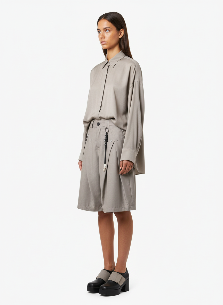 Vintage Deconstructed Pleated Shorts