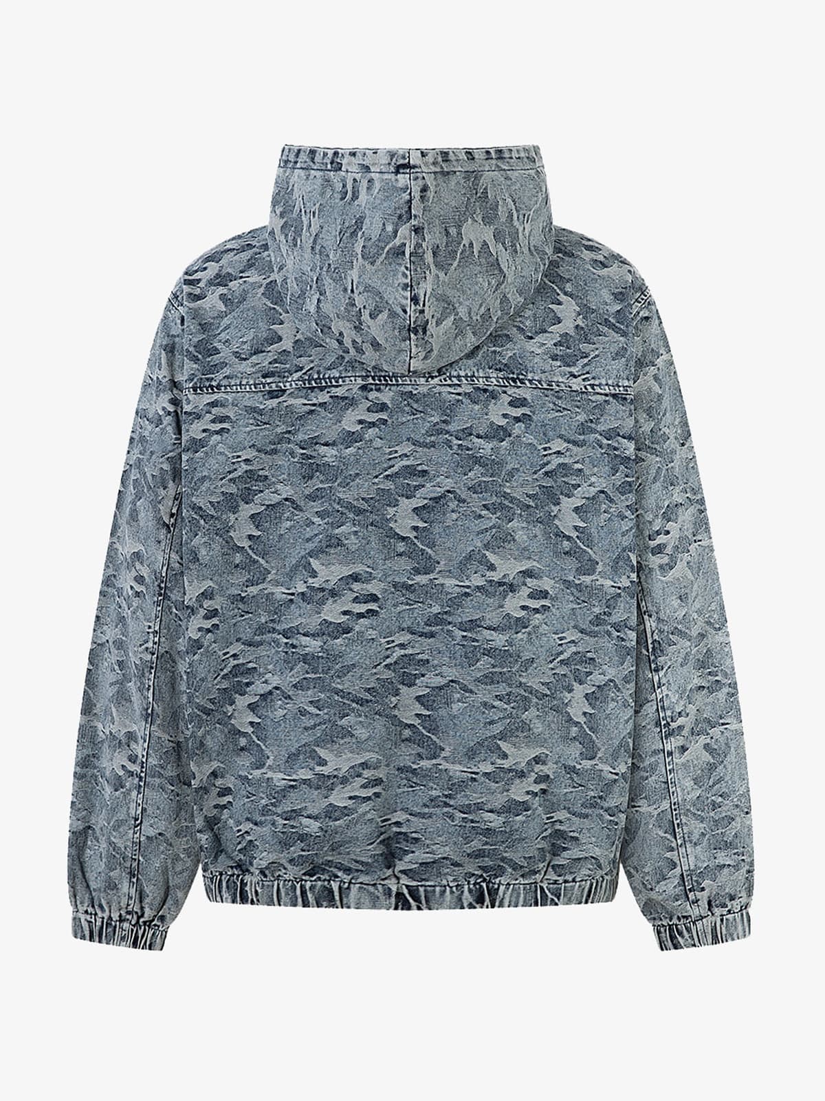 Camouflage Print Denim Hoodie with Front Pocket - Perfect for Casual and Streetwear Styles